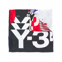 Y-3 Echarpe de seda com estampa gráfica - Preto