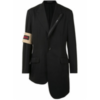 Yohji Yamamoto Blazer assimétrico com patch de logo - Preto