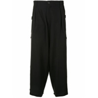 Yohji Yamamoto Calça cenoura oversized - Preto