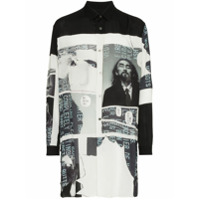 Yohji Yamamoto Camisa longline estampada - 03 BLACK BEIGE