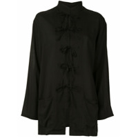 Yohji Yamamoto Camisa mangas longas com laço - Preto