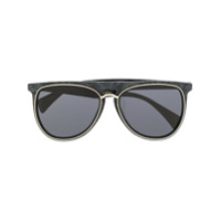 Yohji Yamamoto marbled round-frame sunglasses - Preto