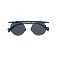 Yohji Yamamoto Óculos de sol aviador futurista - Azul