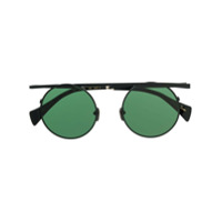 Yohji Yamamoto Óculos de sol aviador futurista - Preto