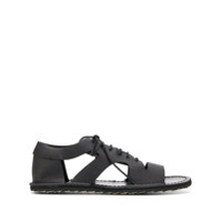 Yohji Yamamoto Sandália flat com amarração - Preto