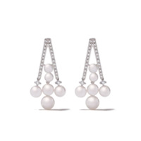 Yoko London Par de brincos de ouro branco 18k com diamante e pérola Sleek Akoya - Prateado