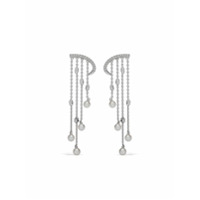 Yoko London Par de brincos de ouro branco 18k com diamante e pérola Sleek Akoya - Prateado