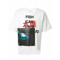 Yoshiokubo Camiseta oversized com estampa de tubarão - Branco
