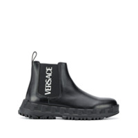 Young Versace Ankle boot com estampa de logo - Preto