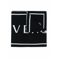 Young Versace Cachecol de lã com franjas - Preto