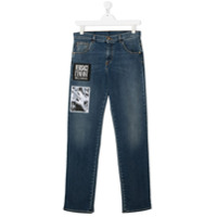 Young Versace Calça jeans com patch bordado - Azul