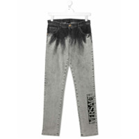 Young Versace Calça jeans reta com efeito desbotado - Cinza