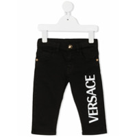 Young Versace Calça jeans reta com logo - Preto