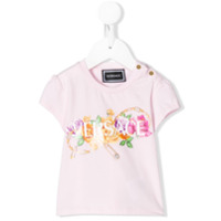 Young Versace Camisa com detalhe de botões e estampa de logo central - Rosa