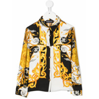 Young Versace Camisa de seda com estampa Acanthus - Preto