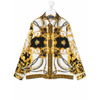 Young Versace Camisa de seda com estampa barroca - Dourado