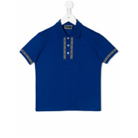 Young Versace Camisa polo com logo bordado - Azul