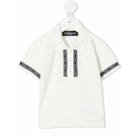 Young Versace Camisa polo de algodão com listras e logo - Branco