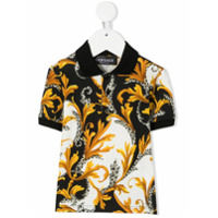 Young Versace Camisa polo mangas curtas com estampa barroca - Preto