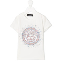 Young Versace Camiseta com aplicação de cristais - Branco