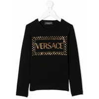 Young Versace Camiseta com aplicação de logo - Preto