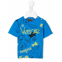 Young Versace Camiseta com estampa de logo - Azul