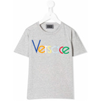 Young Versace Camiseta com estampa de logo - Cinza