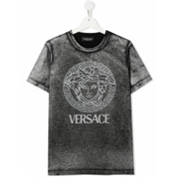 Young Versace Camiseta com estampa de logo - Cinza