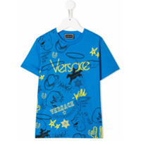 Young Versace Camiseta com estampa de logo gráfico - Azul
