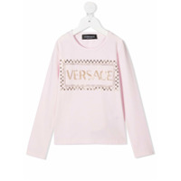 Young Versace Camiseta com estampa de logo - Rosa