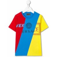 Young Versace Camiseta com estampa de patchwork - Vermelho