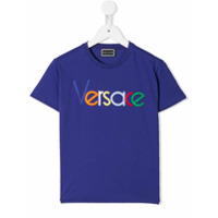 Young Versace Camiseta com logo bordado - Azul