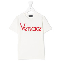 Young Versace Camiseta com logo bordado - Branco