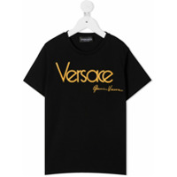 Young Versace Camiseta com logo bordado - Preto