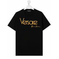 Young Versace Camiseta com logo bordado - Preto