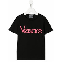 Young Versace Camiseta com logo contrastante - Preto