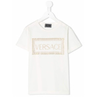 Young Versace Camiseta com logo de tachas - Branco
