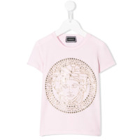Young Versace Camiseta com logo de tachas - Rosa