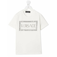 Young Versace Camiseta com logo e aplicação de cristais - Branco