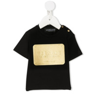 Young Versace Camiseta com logo gravado - Preto