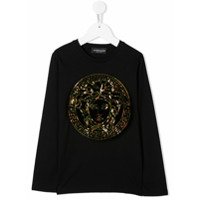Young Versace Camiseta com logo Medusa furta-cor - Preto