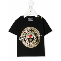 Young Versace Camiseta com logo metálico - Preto