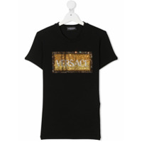 Young Versace Camiseta com logo metálico - Preto