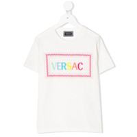 Young Versace Camiseta com logo pespontado - Branco