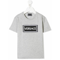 Young Versace Camiseta com patch de logo - Cinza