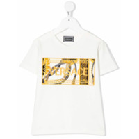 Young Versace Camiseta decote careca com estampa de logo - Branco