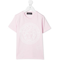 Young Versace Camiseta decote careca com estampa de logo - Rosa