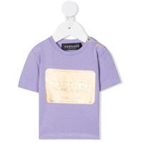 Young Versace Camiseta decote careca com estampa de logo - Roxo