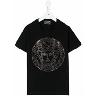 Young Versace Camiseta mangas longas com estampa de logo Medusa - Preto