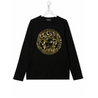 Young Versace Camiseta mangas longas Medusa - Preto